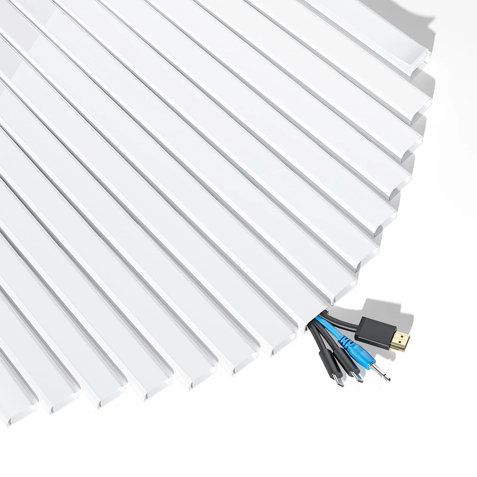 Yecaye White Cord Management Cover 235in (597cm) | Hide 3-4 Cables on Walls - view 7