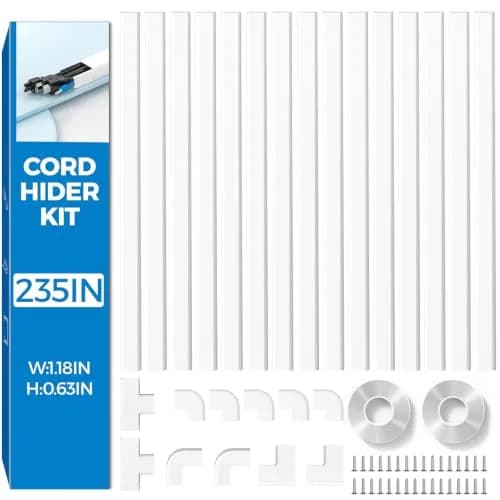 Yecaye White Cord Management Cover 235in (597cm) | Hide 3-4 Cables on Walls thumbnail 1