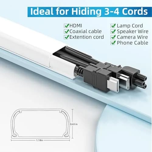 Yecaye White Cord Management Cover 235in (597cm) | Hide 3-4 Cables on Walls thumbnail 2