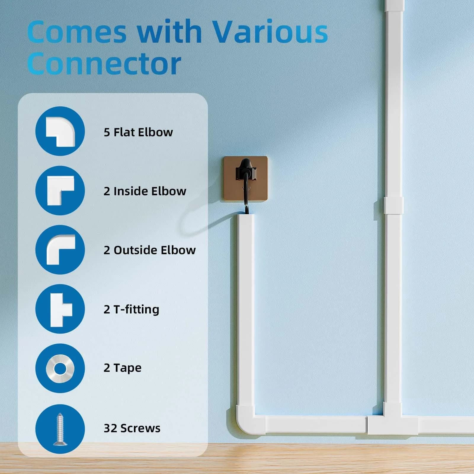 Yecaye Large White Cord Management Cover 235in | Conceals 2-3 Cables for Home Office - view 3