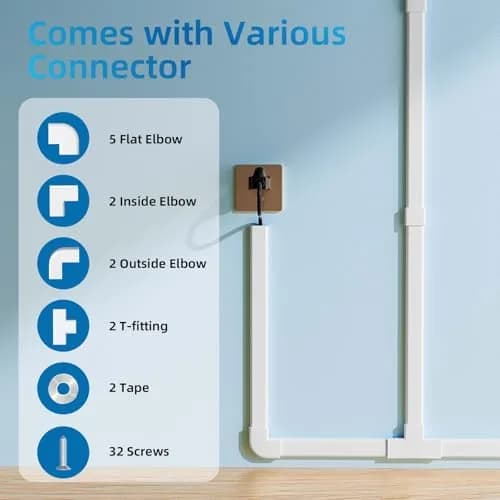 Yecaye White Cord Management Cover 235in (597cm) | Hide 3-4 Cables on Walls thumbnail 3