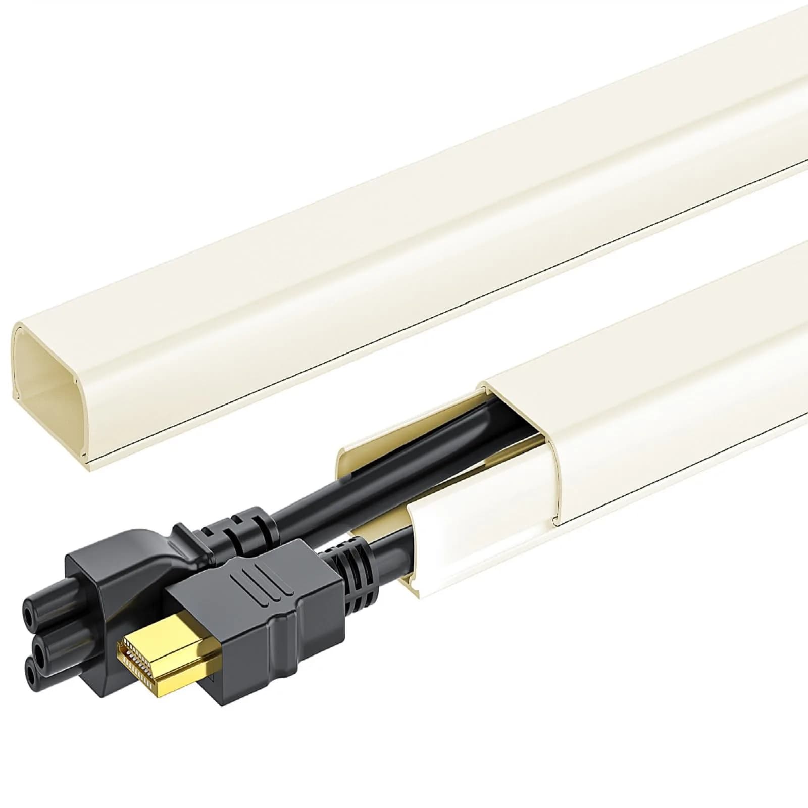 Yecaye Beige Medium Cord Management Cover 142in | Conceals 2-3 Cables for Home Office - main product image