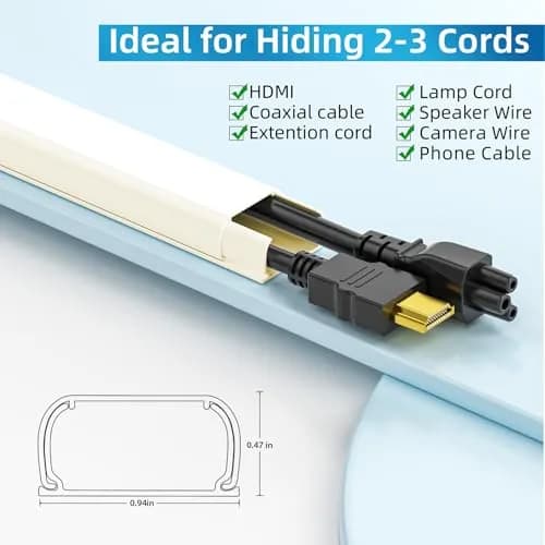 Yecaye Beige 142in (360.68 cm) Wall Cord Hider | Conceals 2-3 Cables Discreetly thumbnail 2