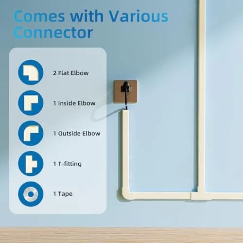 Yecaye Beige 142in (360.68 cm) Wall Cord Hider | Conceals 2-3 Cables Discreetly thumbnail 3