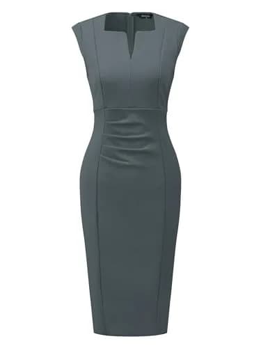 Allegra K Women's Sheath Dress Pencil Work Sleeveless Medium Grey | Elegant Office Style thumbnail 1