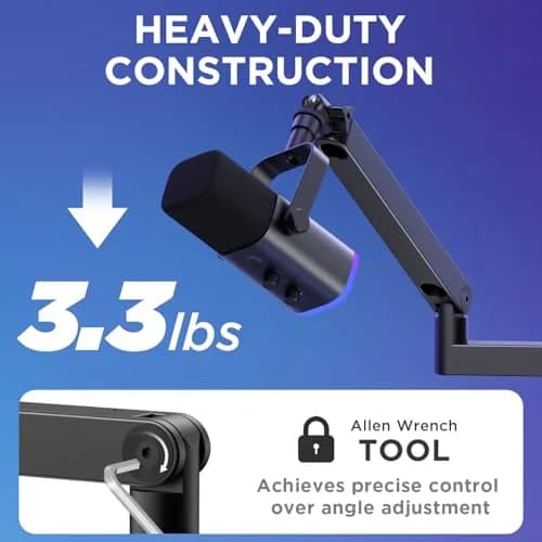 InnoGear Low Profile Mic Arm Boom Arm Microphone Stand Desk Mount, Black | Space-Saving, Adjustable & Durable thumbnail 7