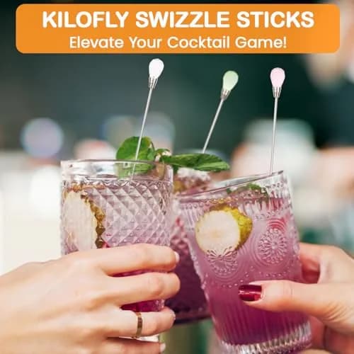 kilofly Rhinestone Party Stir Swizzle Stick Set of 8 | Elegant Bar Accessories for Drinks in India thumbnail 5