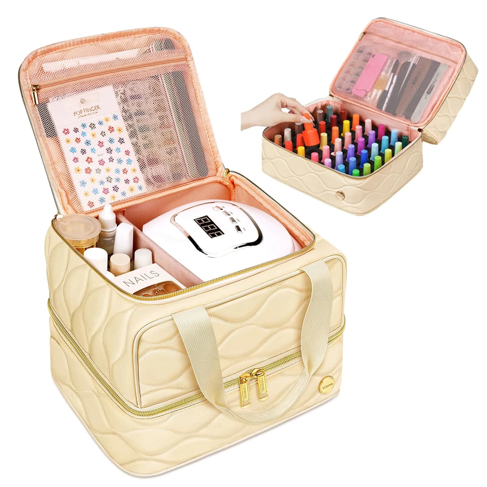YOREPEK Nail Polish Organizer Case Holds 42+ Bottles (15ml/0.5 fl.oz) | Travel-Friendly Beauty Organizer - main product image