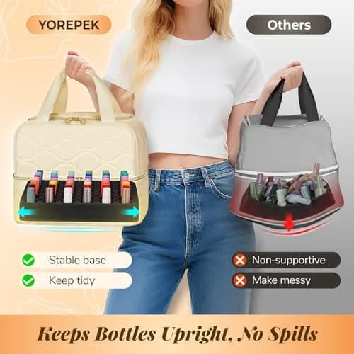 YOREPEK 2 Layer Nail Polish Organizer Case for 42 Bottles (15ml / 0.5 fl.oz) | Holds Gel Polish, UV Lamp & Tools thumbnail 5
