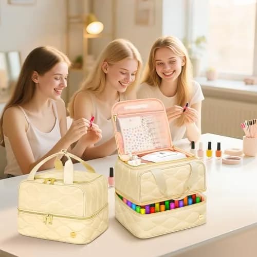 YOREPEK 2 Layer Nail Polish Organizer Case for 42 Bottles (15ml / 0.5 fl.oz) | Holds Gel Polish, UV Lamp & Tools thumbnail 8