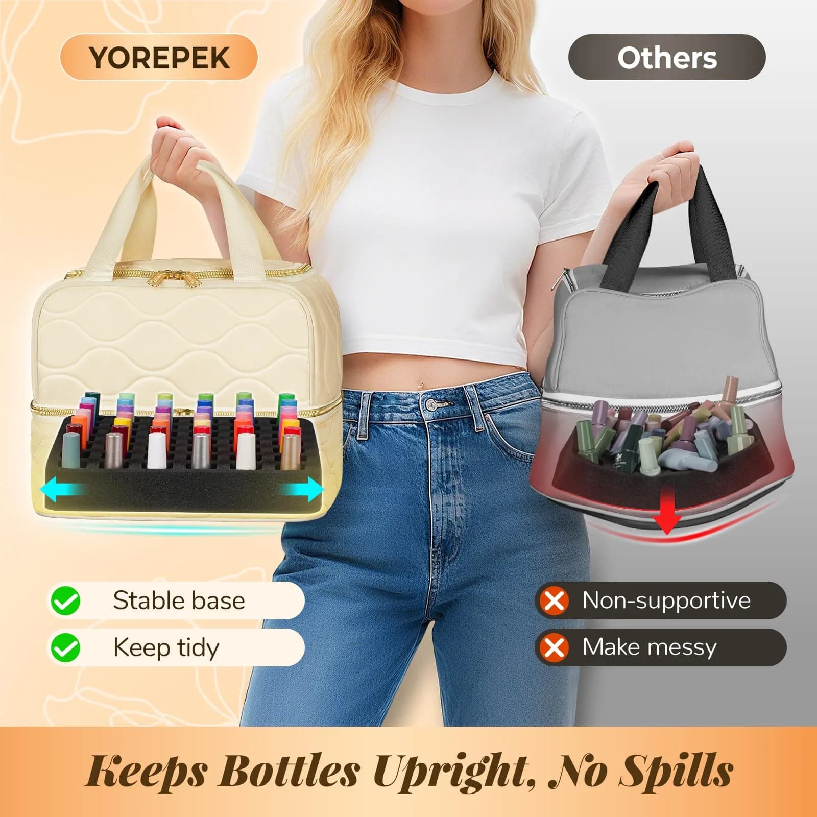 YOREPEK Nail Polish Organizer Case Holds 42+ Bottles (15ml/0.5 fl.oz) | Travel-Friendly Beauty Organizer - view 5