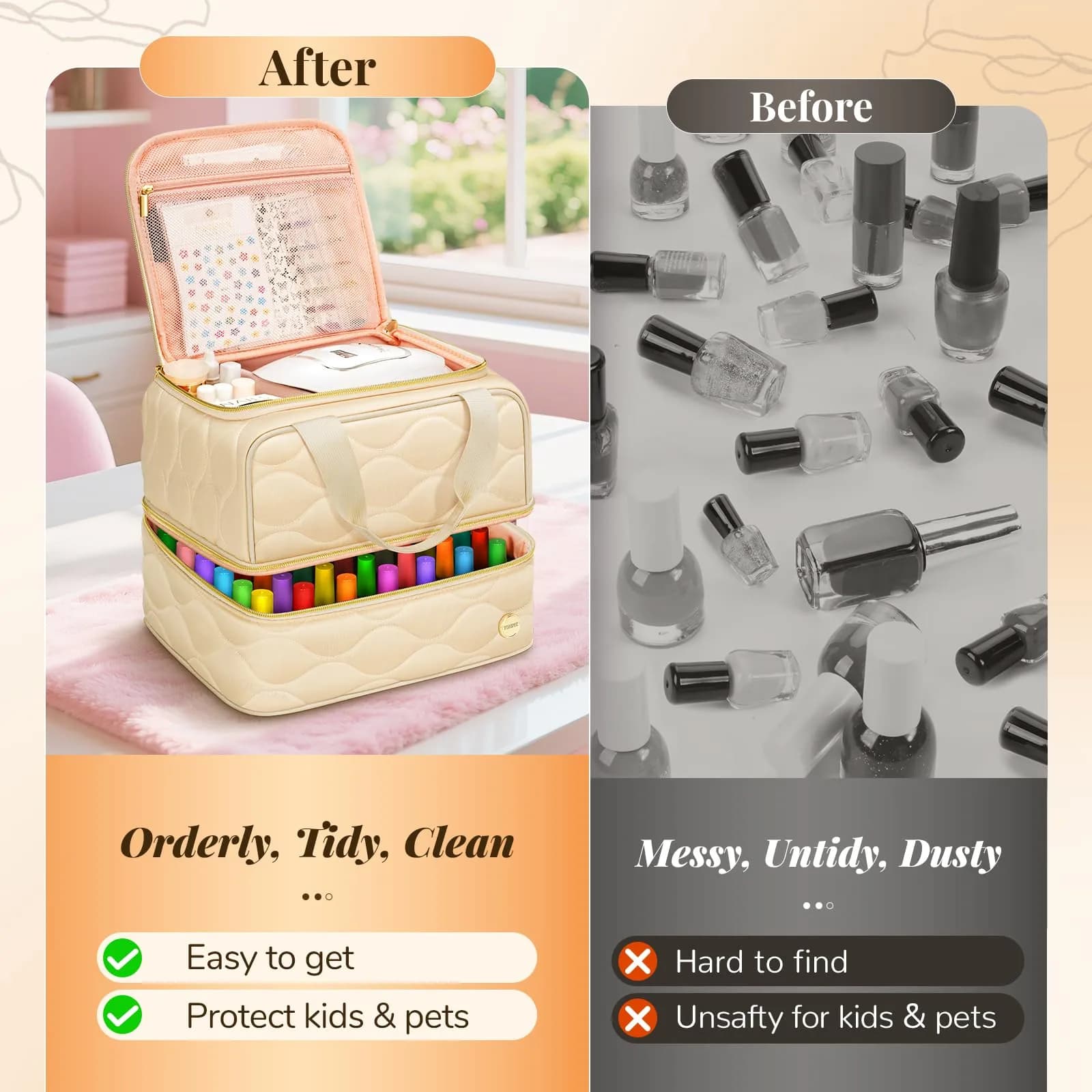 YOREPEK Nail Polish Organizer Case Holds 42+ Bottles (15ml/0.5 fl.oz) | Travel-Friendly Beauty Organizer - view 6