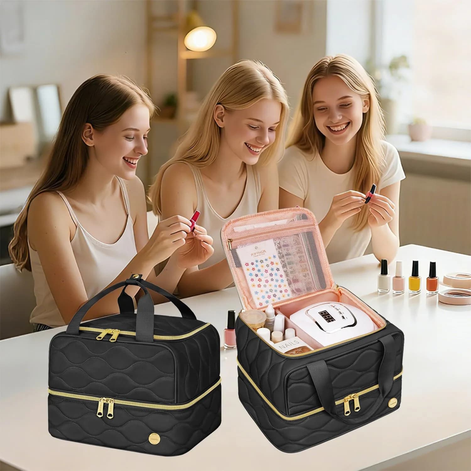 YOREPEK Nail Polish Organizer Case for 42+ Bottles (15ml) - Black | Travel-Friendly Beauty Storage - view 5