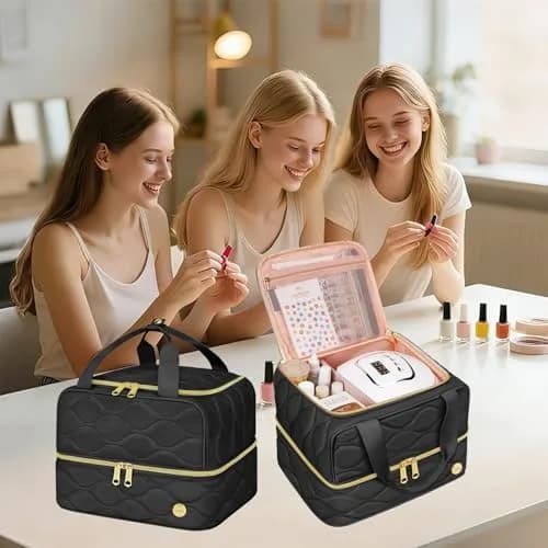 YOREPEK Nail Polish Bag Holds 42 Bottles (15ml/0.5 fl.oz) Black | Travel-Friendly Organizer with Foam Slots thumbnail 5