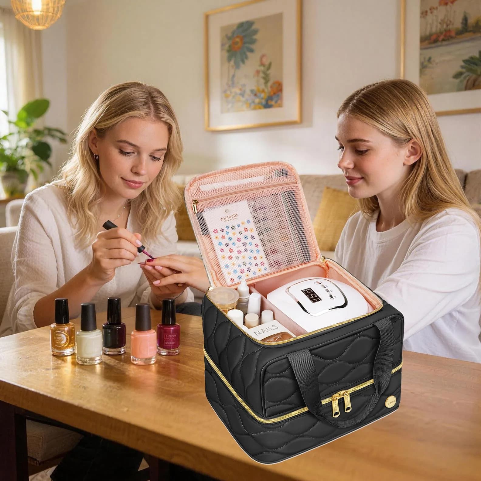 YOREPEK Nail Polish Organizer Case for 42+ Bottles (15ml) - Black | Travel-Friendly Beauty Storage - view 6