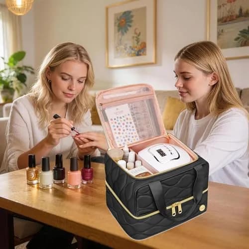 YOREPEK Nail Polish Bag Holds 42 Bottles (15ml/0.5 fl.oz) Black | Travel-Friendly Organizer with Foam Slots thumbnail 6