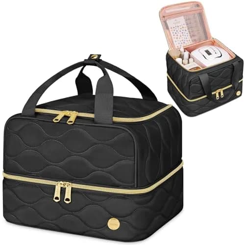YOREPEK Nail Polish Bag Holds 42 Bottles (15ml/0.5 fl.oz) Black | Travel-Friendly Organizer with Foam Slots thumbnail 1