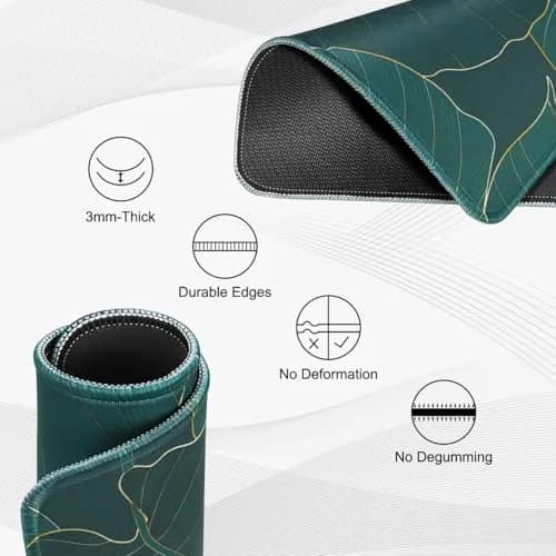 JIKIOU Leaf Mouse Pad 21cm x 26cm (10.2"x8.3") | Durable Natural Rubber Base with Stitched Edges thumbnail 3