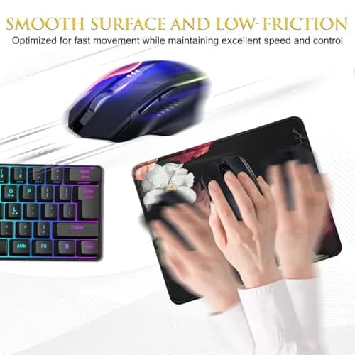 JIKIOU Peony Floral Mouse Pad 25.9cm (10.2in) | Durable Stitched Edge, Smooth Cloth Surface thumbnail 4