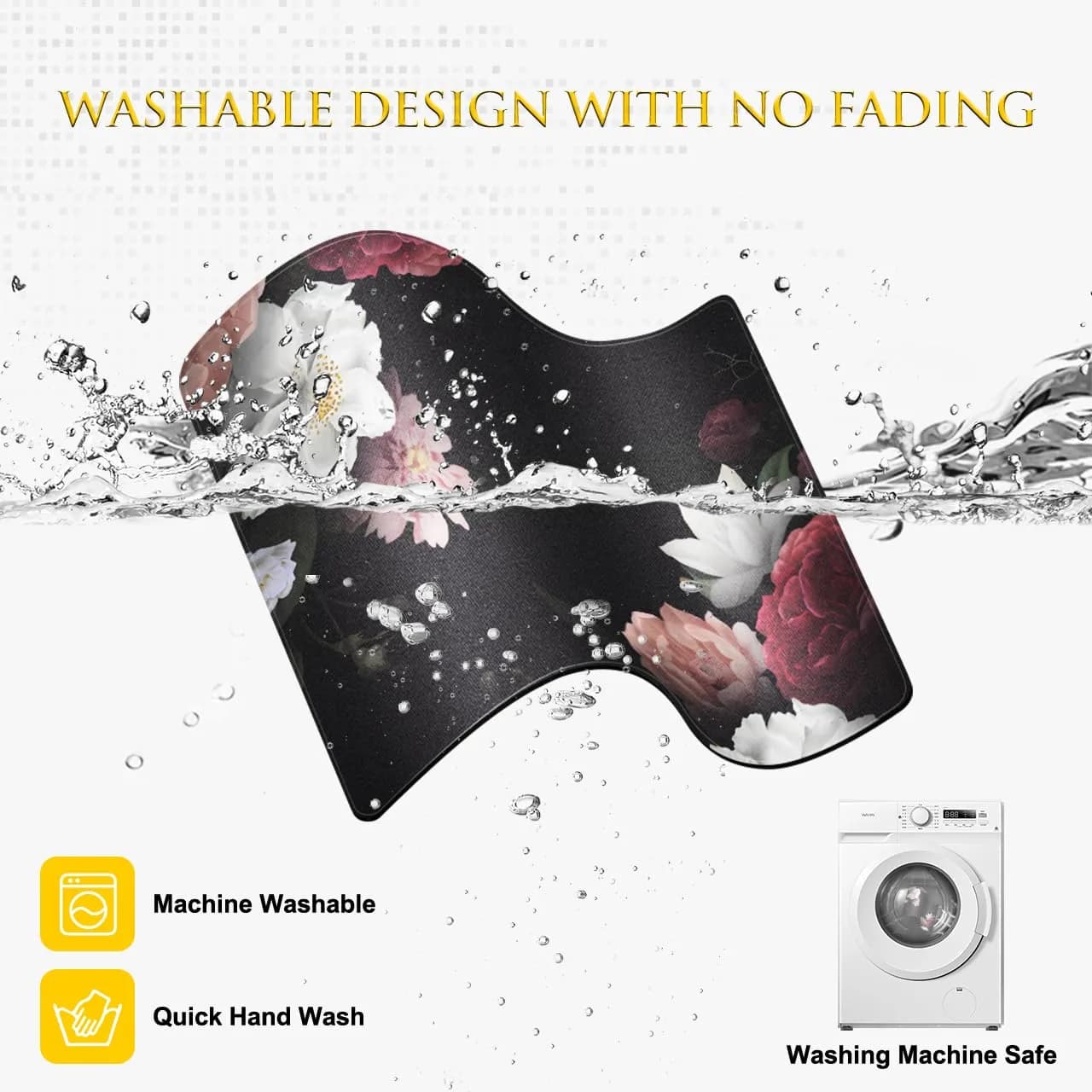 JIKIOU Peony Floral Mouse Pad 25.9cm (10.2in) | Durable Stitched Edge, Smooth Cloth Surface - view 7