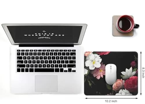 JIKIOU Peony Floral Mouse Pad 25.9cm (10.2in) | Durable Stitched Edge, Smooth Cloth Surface thumbnail 2