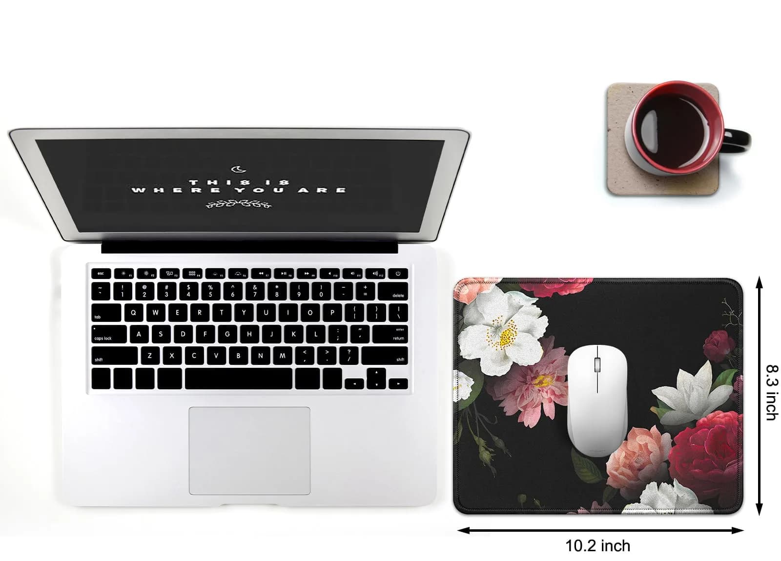 JIKIOU Peony Floral Mouse Pad 25.9cm (10.2in) | Durable Stitched Edge, Smooth Cloth Surface - view 2