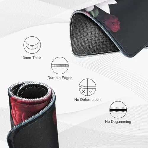JIKIOU Peony Floral Mouse Pad 25.9cm (10.2in) | Durable Stitched Edge, Smooth Cloth Surface thumbnail 3