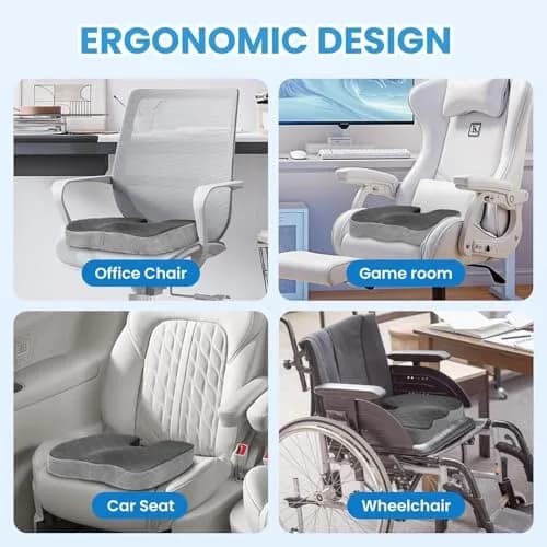 TushGuard Memory Foam Office Chair Seat Cushion X-Large Dark&Light Grey | Ergonomic U-Shape for Sciatica & Back Pain Relief thumbnail 5
