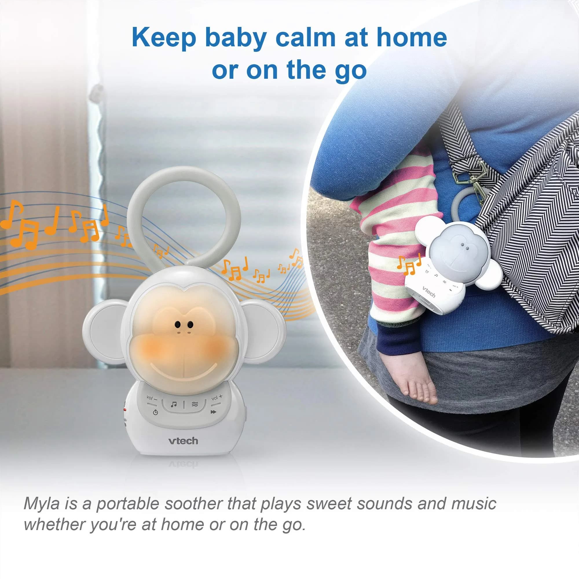 VTech Myla The Monkey Baby Sleep Soother - Pack of 2 with White Noise Machine, 5 Ambient Sounds & Melodies - view 3