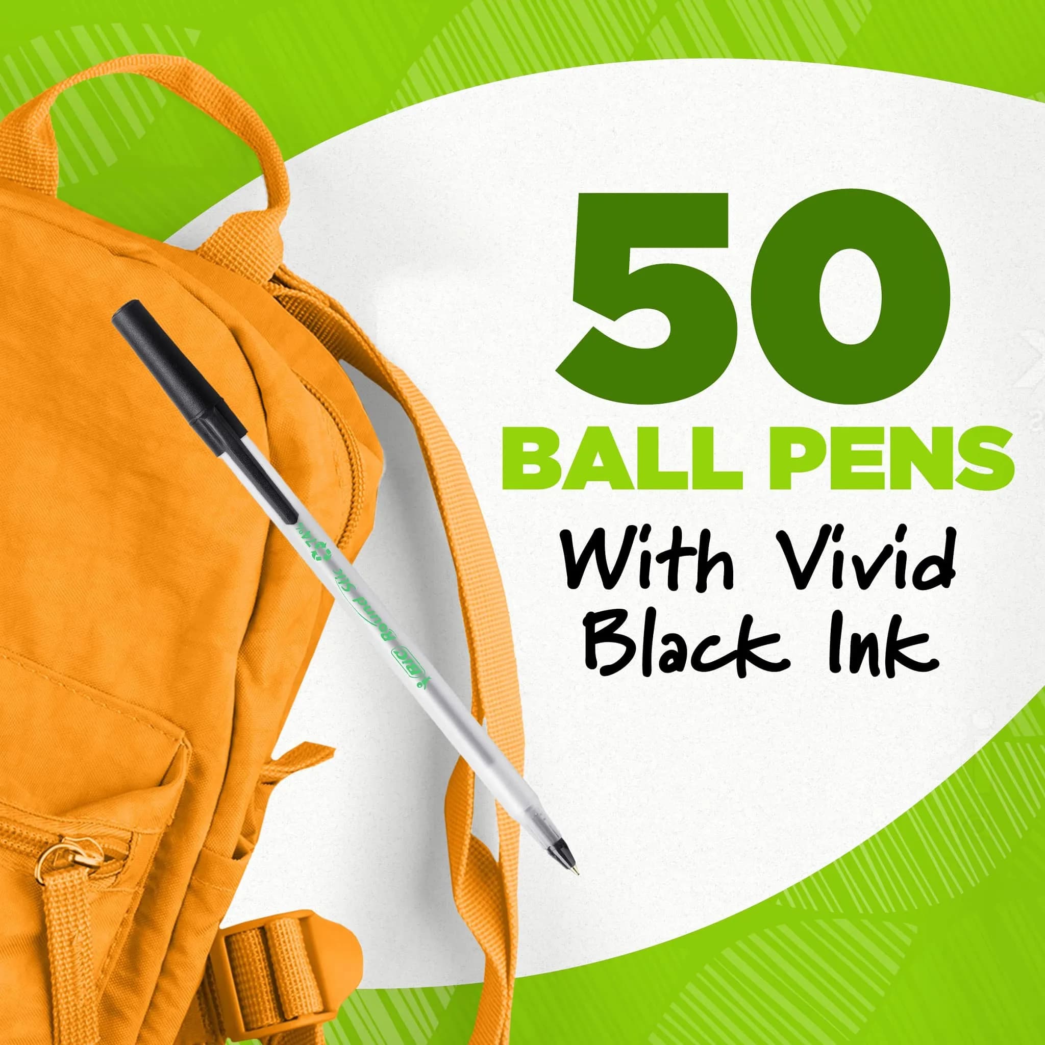 BIC Ecolutions Round Stic Ballpoint Pens, Medium Point 1.0mm, Black Ink, 50-Count Pack of 9 | Eco-Friendly Writing - view 2