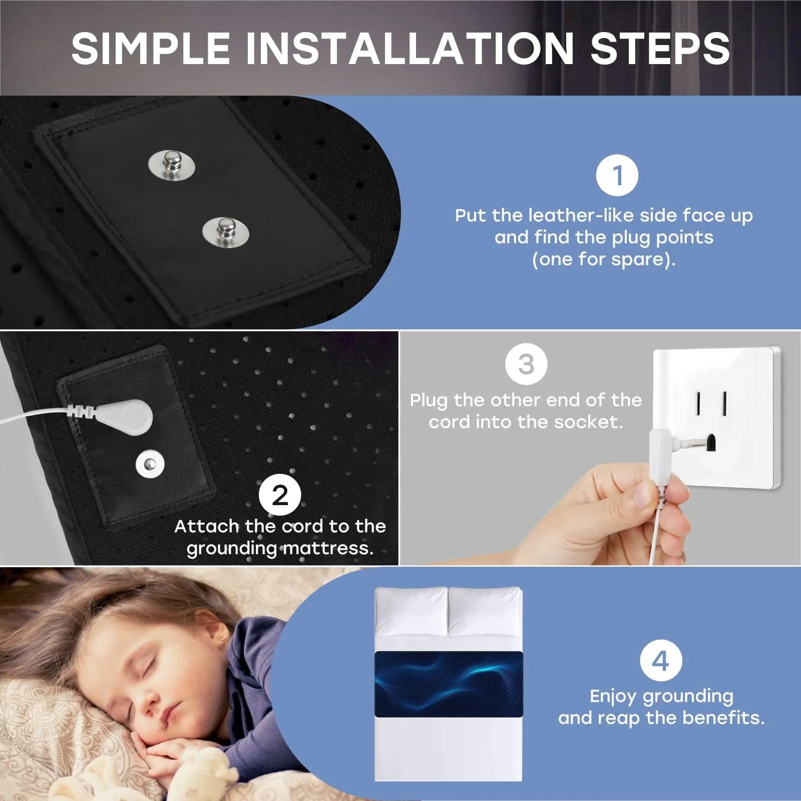 ATE Health Grounding Mattress Cover Pad King 27x76in | Sleep, Pain Relief & Wellness Support - view 6