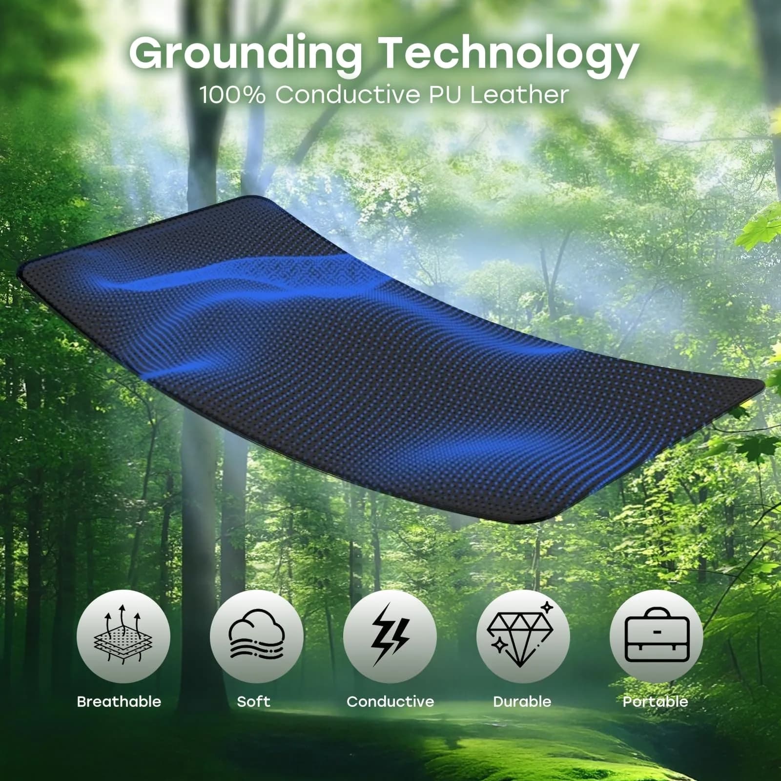 ATE Health Grounding Mattress Cover Pad King 27x76in | Sleep, Pain Relief & Wellness Support - view 7