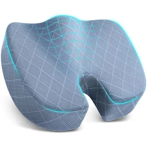TushGuard Light Blue Memory Foam Seat Cushion for Tailbone Pain Relief, Large | Premium Quality Body Positioner - main product image