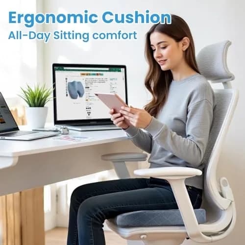 TushGuard Memory Foam Office Chair Seat Cushion Light Blue XX-Large | Ergonomic U-Shape for Sciatica & Back Pain Relief thumbnail 7