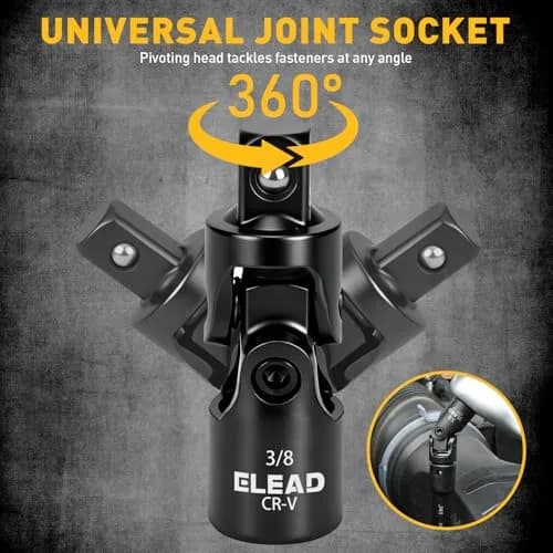 ELEAD 4-Piece 3/8" Drive Socket Extension Bar Set, 3, 6, 10 inch, Chrome Vanadium Steel, Black thumbnail 4