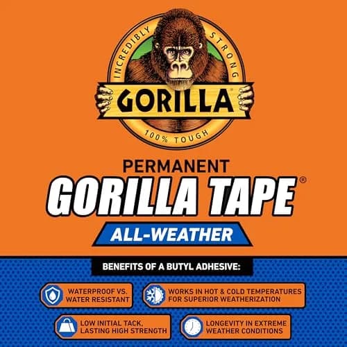 Gorilla All Weather Duct Tape Black 1.88" x 25 yd | Waterproof & UV Resistant for Outdoor Repairs (2-Pack, 12 Rolls Total) thumbnail 5