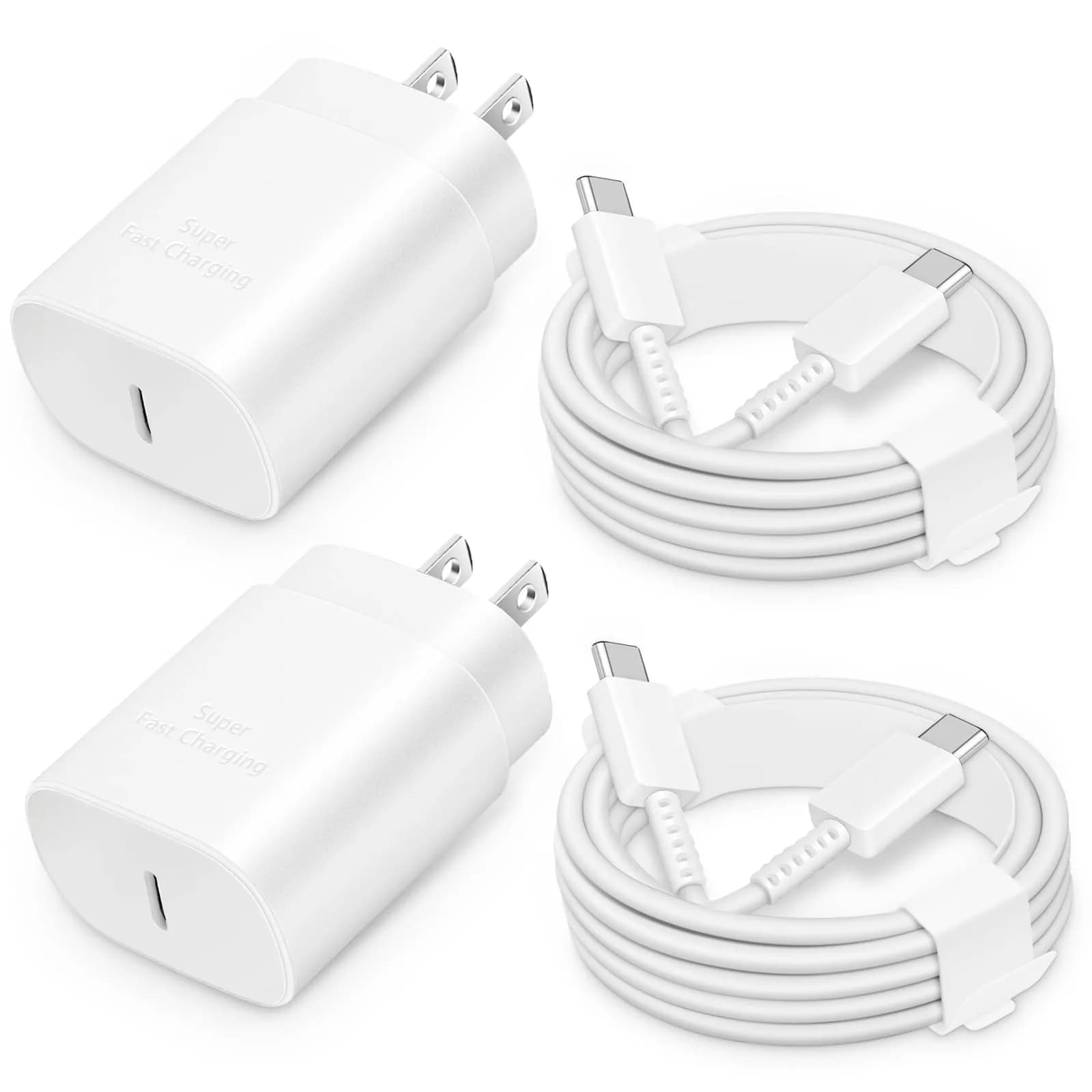 CXX 25W Type C Charger Fast Charging for S26/S25/S24 | 6Ft USB-C Cable, White