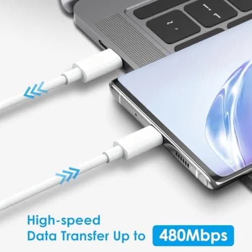 CXX 25W Type C Charger Fast Charging for S26/S25/S24 | 6Ft USB-C Cable, White thumbnail 3