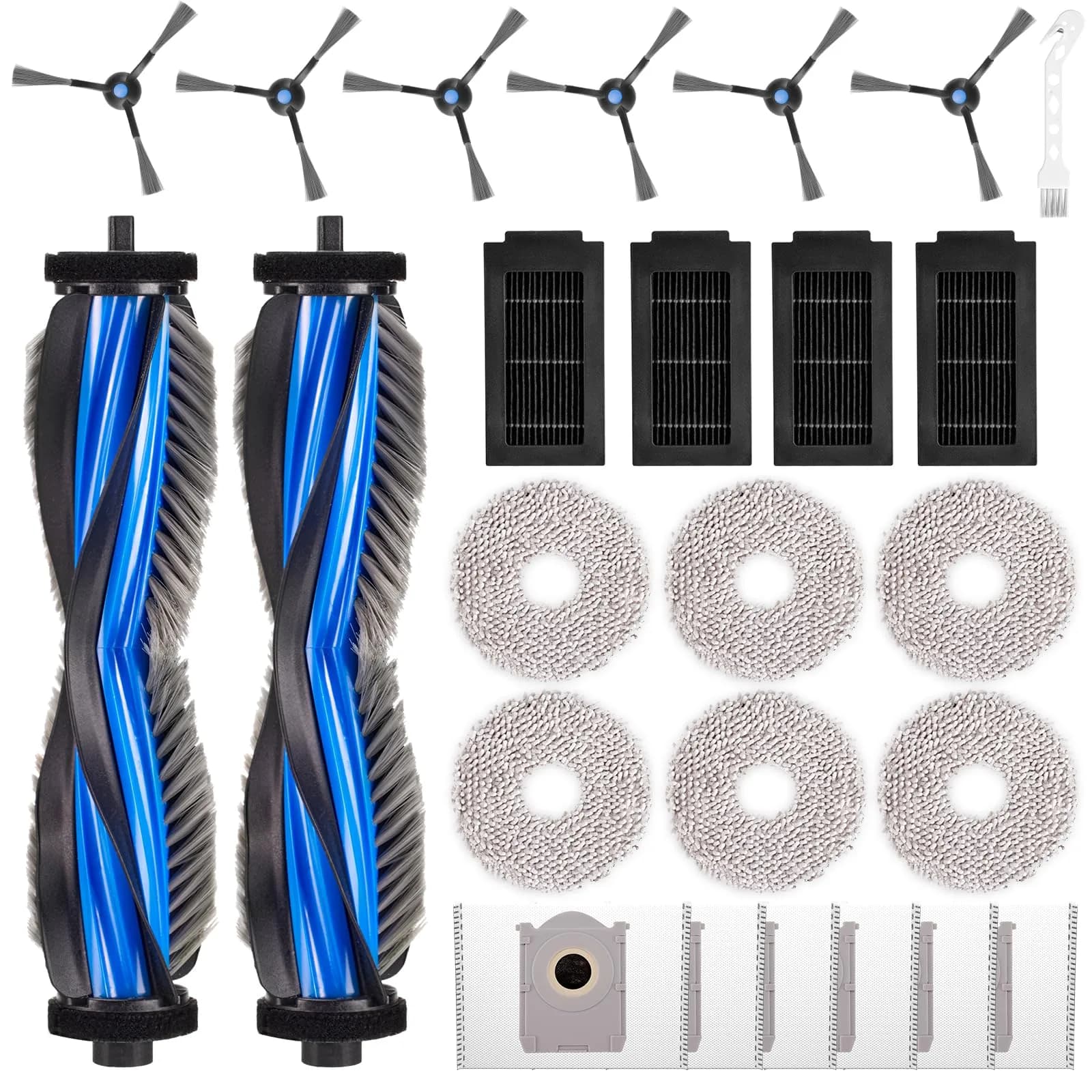 EOVWAEO 25-Piece Accessory Kit for ECOVACS DEEBOT T50 Omni Robot Vacuum | Main Brush, Side Brushes, Mop Pads, HEPA Filters - main product image