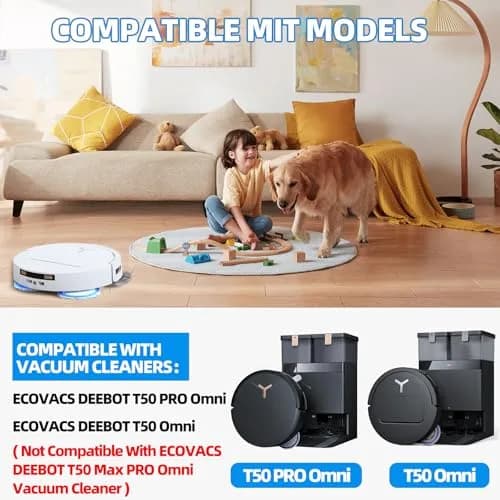 EOVWAEO 25-Piece Accessory Kit for ECOVACS DEEBOT T50 Omni Robot Vacuum | Main Brush, Side Brushes, Mop Pads, HEPA Filters thumbnail 2