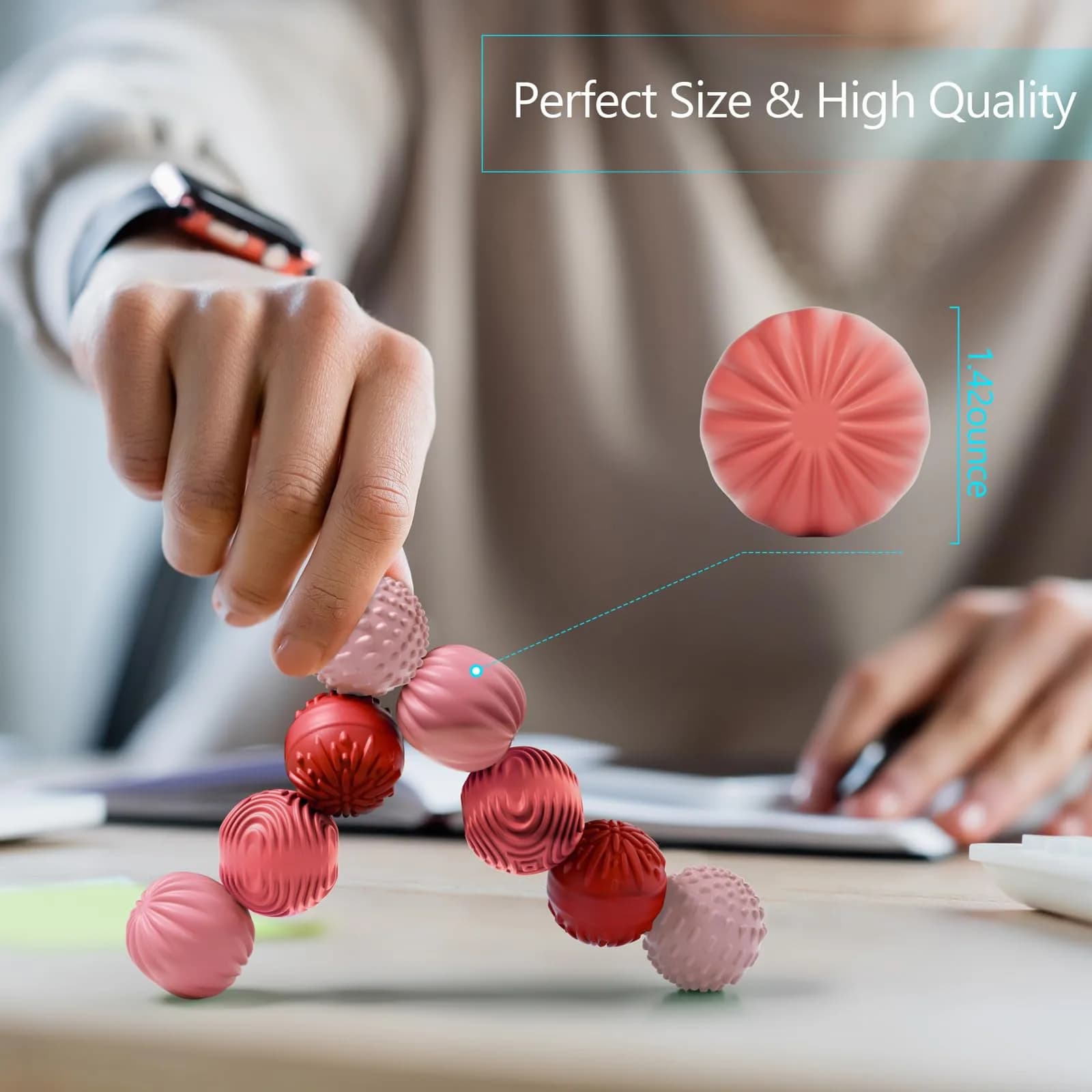 luckdoor Silicone Magnetic Balls Fidget Toys for Adults & Teens, 8PCS Rose Pink+rose Pink | Sensory Stress Relief Gadgets - view 5