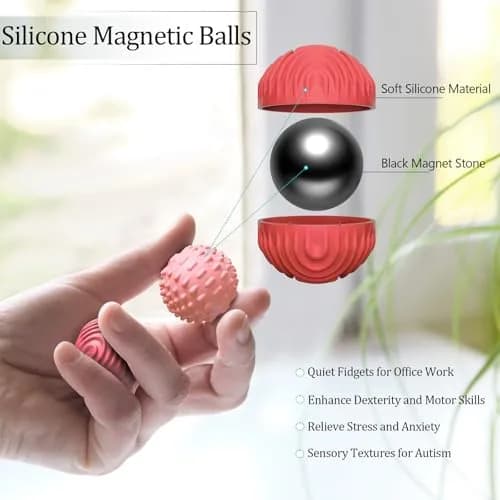 luckdoor Silicone Magnetic Balls Fidget Toy 8PCS | CPC-Certified, Non-Toxic, Sensory Stress Relief thumbnail 2