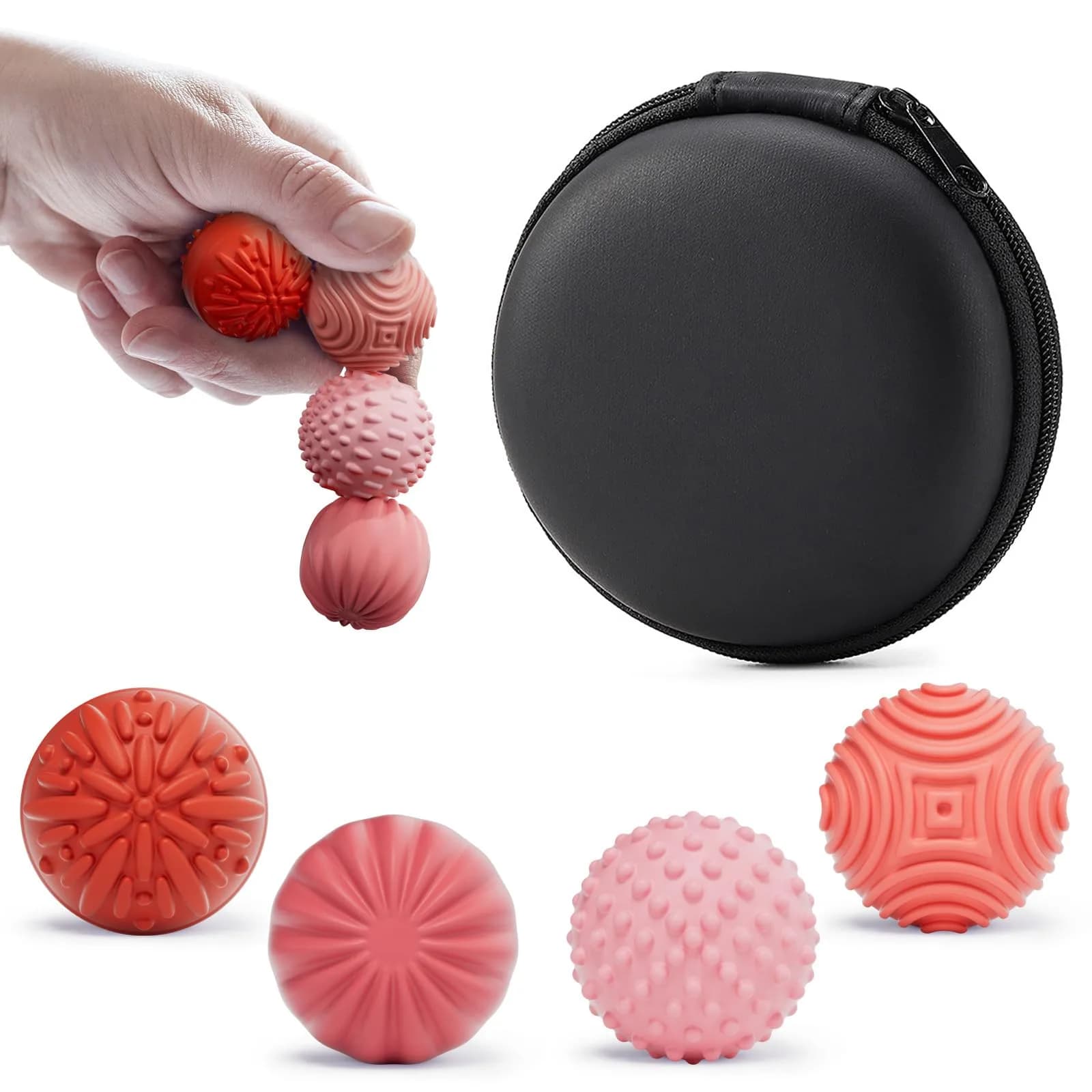 luckdoor Silicone Magnetic Balls Fidget Toys for Adults & Teens | Stress Relief Sensory Gadgets, 4PCS, Compact, Non-Toxic — Rose Pink