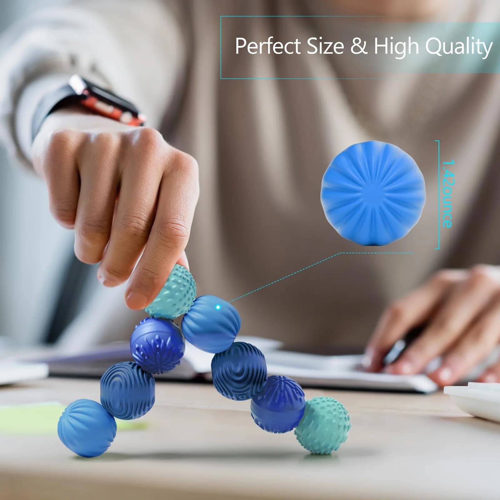 luckdoor Silicone Magnetic Balls Fidget Toys for Adults & Teens, 8PCS Ocean Blue+ocean Blue | Sensory Stress Relief Gadgets - view 5