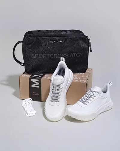 MUNICIPAL Men's Sportcross ATG Shoes, White/White/White, Size 8.5 | All-Terrain Golf Comfort thumbnail 4