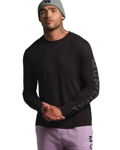 MUNICIPAL Men's Armband Superblend Long Sleeve T-Shirt, Black/Charcoal, Medium | Premium Comfort & Fit thumbnail 1