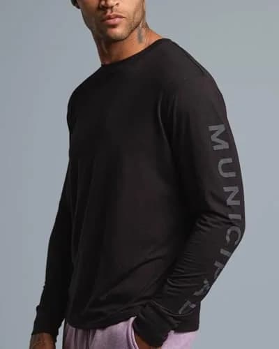 MUNICIPAL Men's Armband Superblend Long Sleeve T-Shirt, Black/Charcoal, Medium | Premium Comfort & Fit thumbnail 2