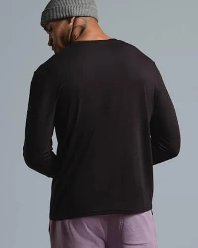 MUNICIPAL Men's Armband Superblend Long Sleeve T-Shirt, Black/Charcoal, Medium | Premium Comfort & Fit thumbnail 3