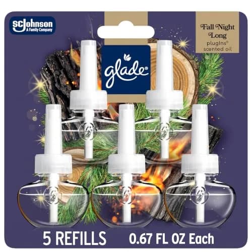 Glade PlugIns Scented Oil Refills Fall Night Long 167.5ml (5 x 33.5ml) | Festive Warmth for Indian Homes thumbnail 1