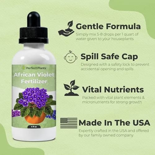 Perfect Plants African Violet Fertilizer, 4 oz, Liquid Bloom Food Drops | Gentle 2-2-2 NPK for Vibrant Blooms thumbnail 2